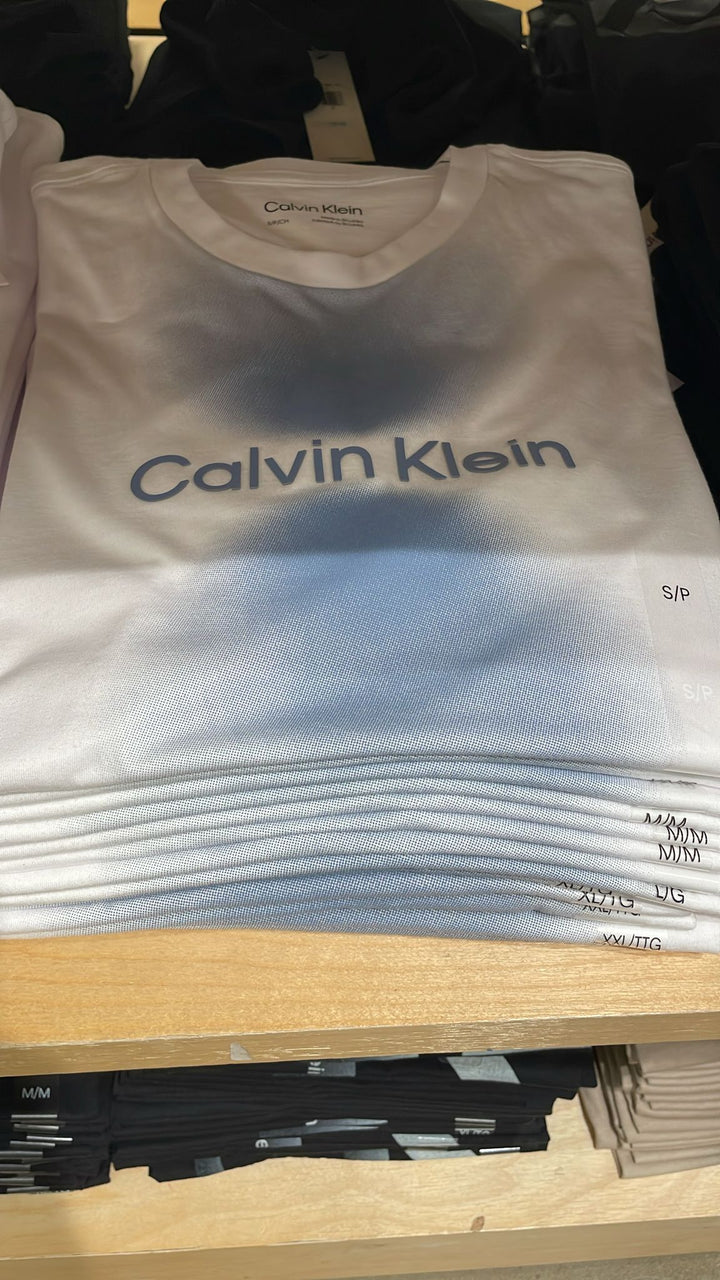 CK round Neck Linear Blue Shades Logo T-Shirt White