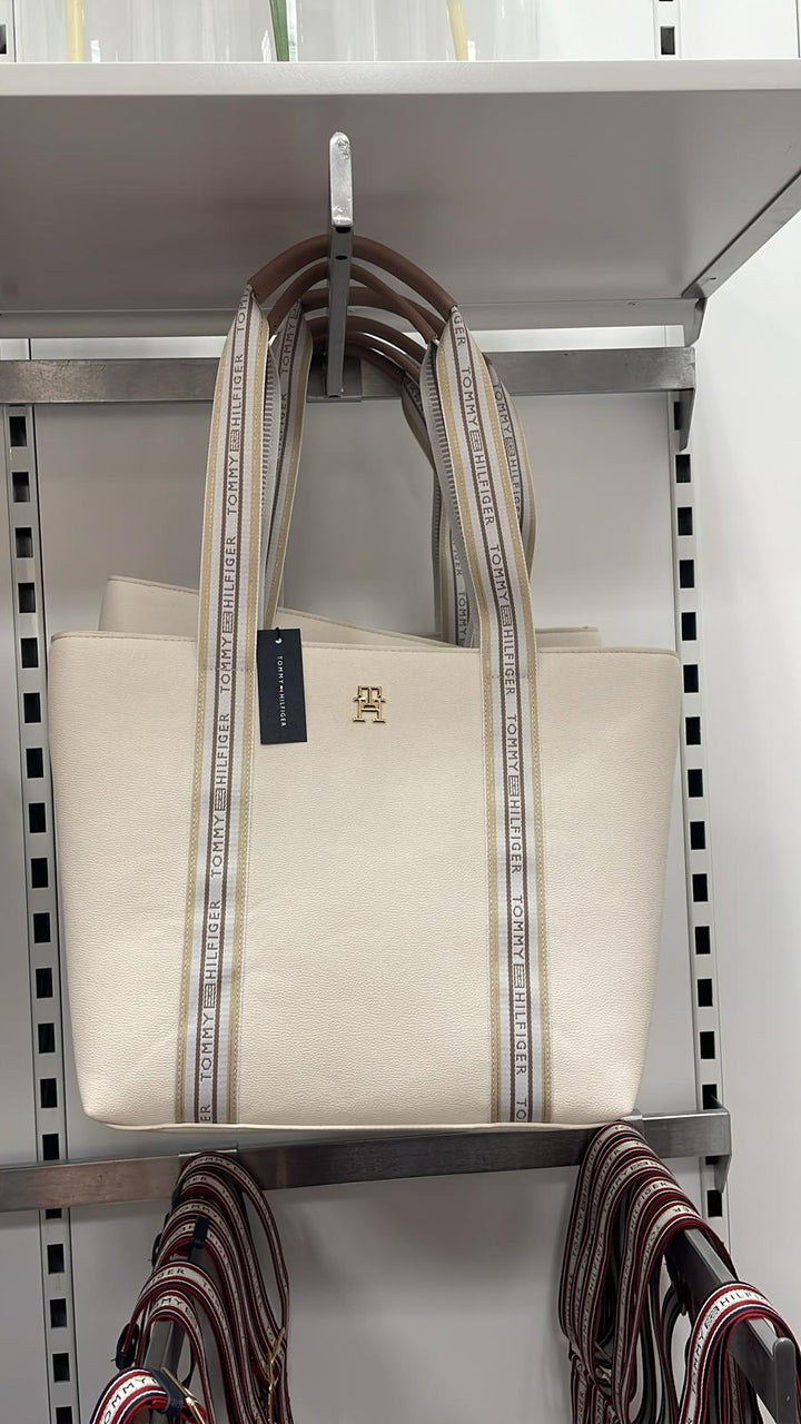 Tommy Hilfiger TH Logo Life Shopper Tote Bag Beige