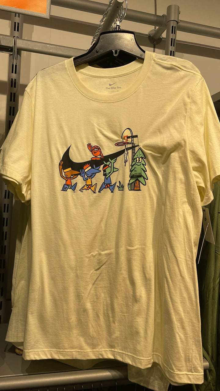 Nike Round Neck T-shirt Cartoon  Logo Beige