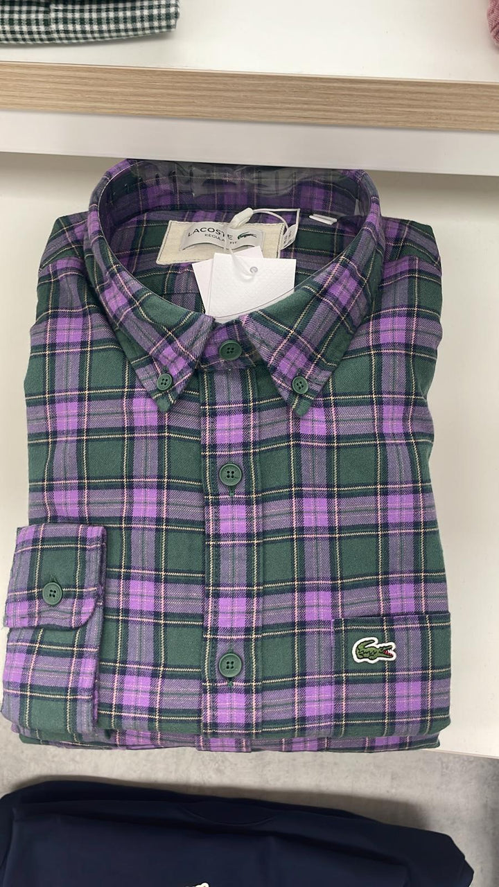 Lacoste Regular Fit Plaid Shirt Green/Purple