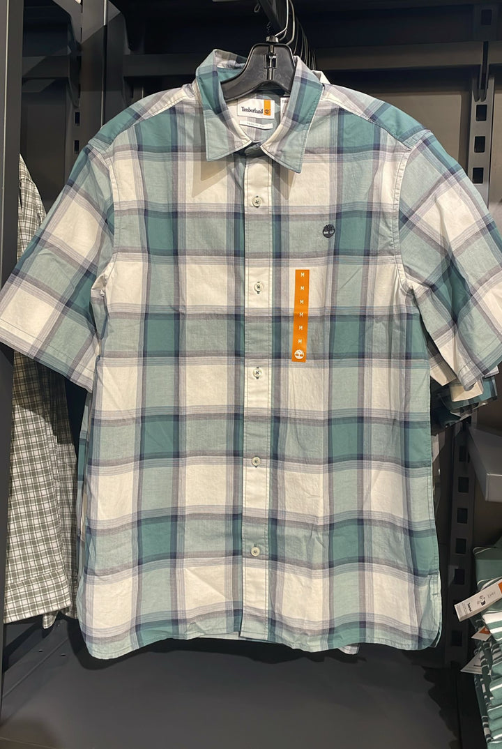 Timberland Short Sleeves Big Squares T-shirt Light Green and White