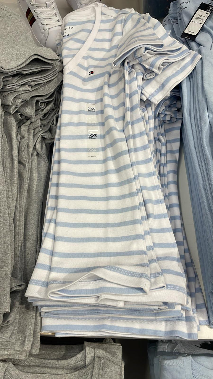 Tommy Hilfiger Short Sleeve Stripe T-shirt White/Light Blue