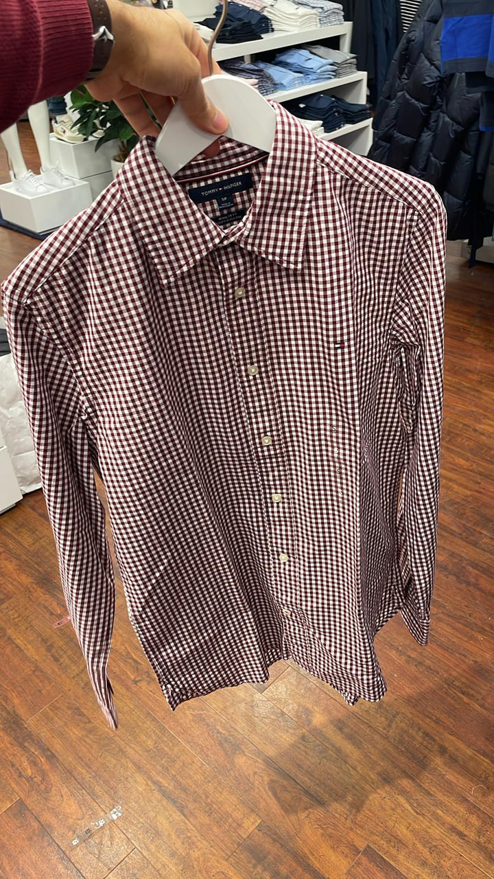 Tommy Hilfiger Shirt Regular Fit Plaid Burgundy