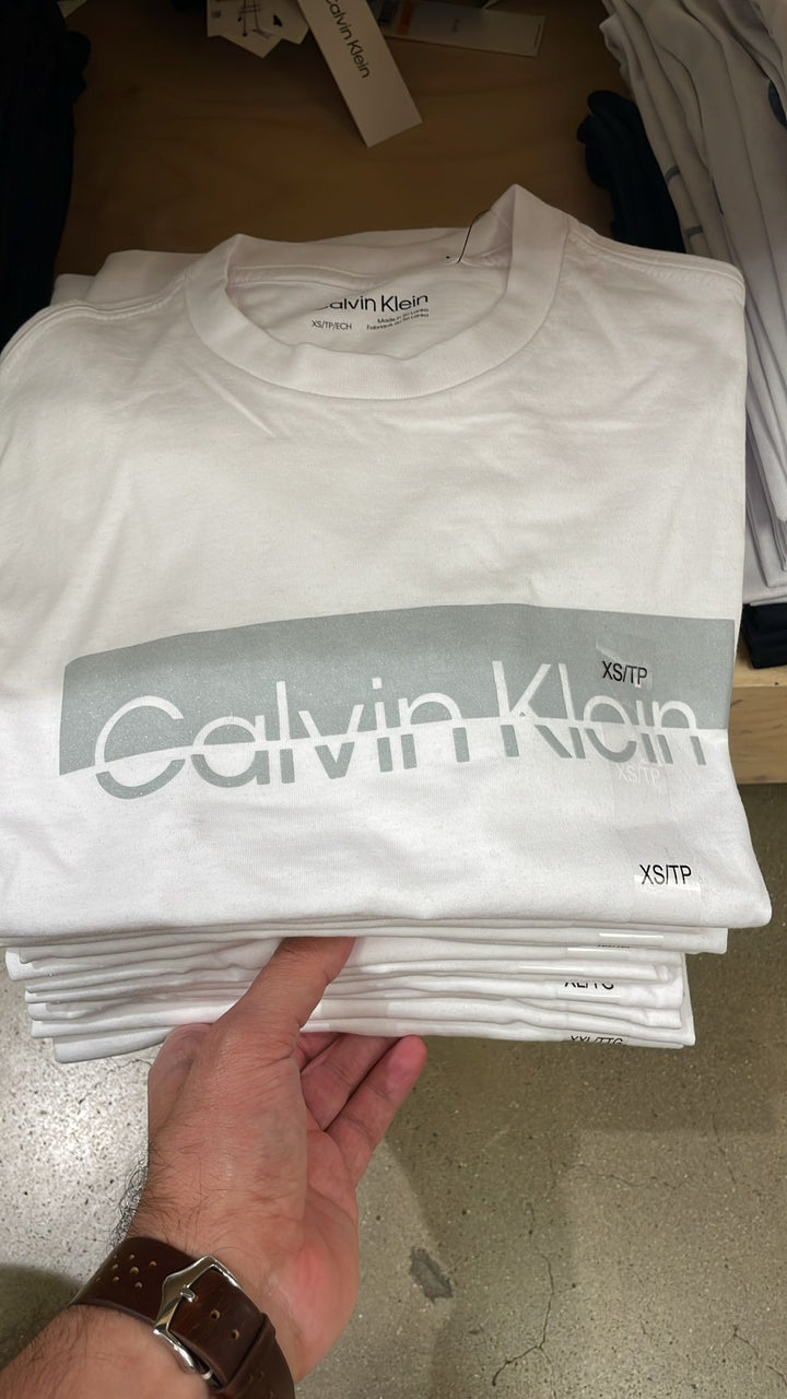 CK round 2 Color Linear Logo T-Shirt White