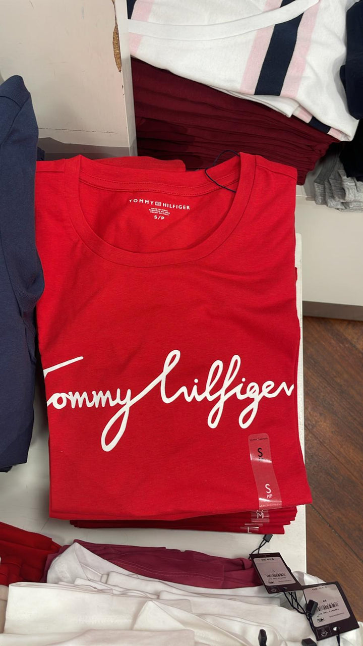 Tommy Hilfiger Short Sleeve T-shirt Writing Logo Red