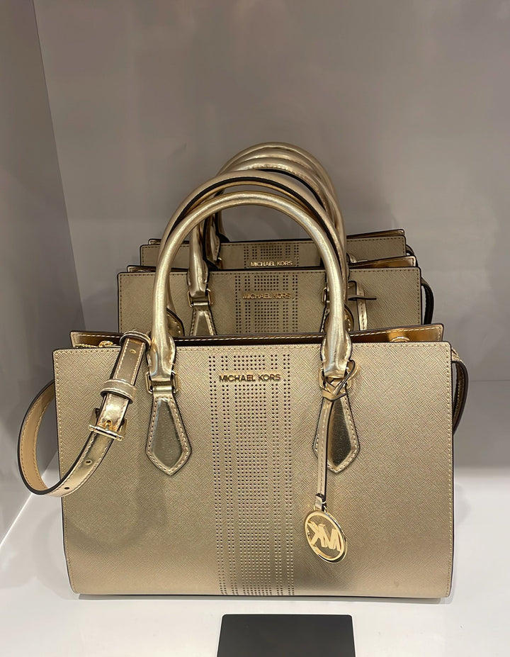 Michael Kors Gold Logo Handbag Beige