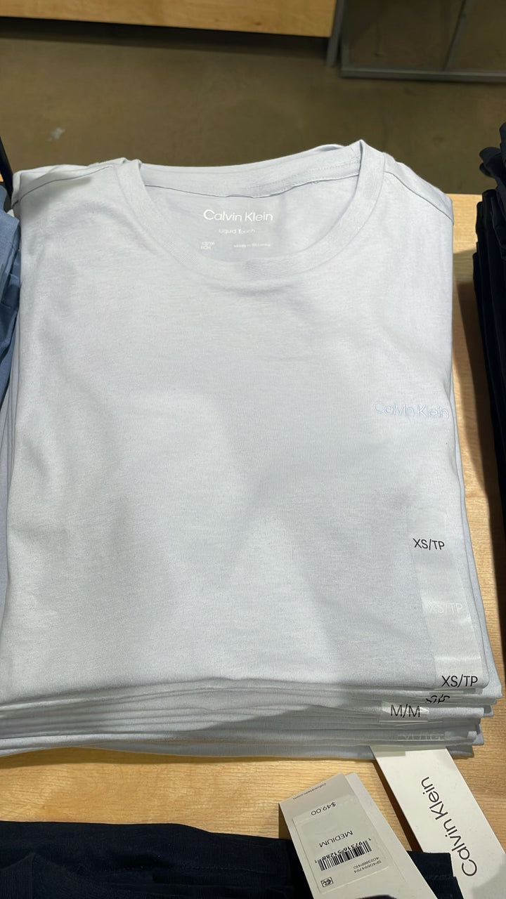 CK round Small side Logo Plain T-Shirt Light Blue