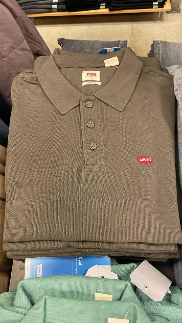 Levi's Polo Neck Small Logo T-shirt Brown