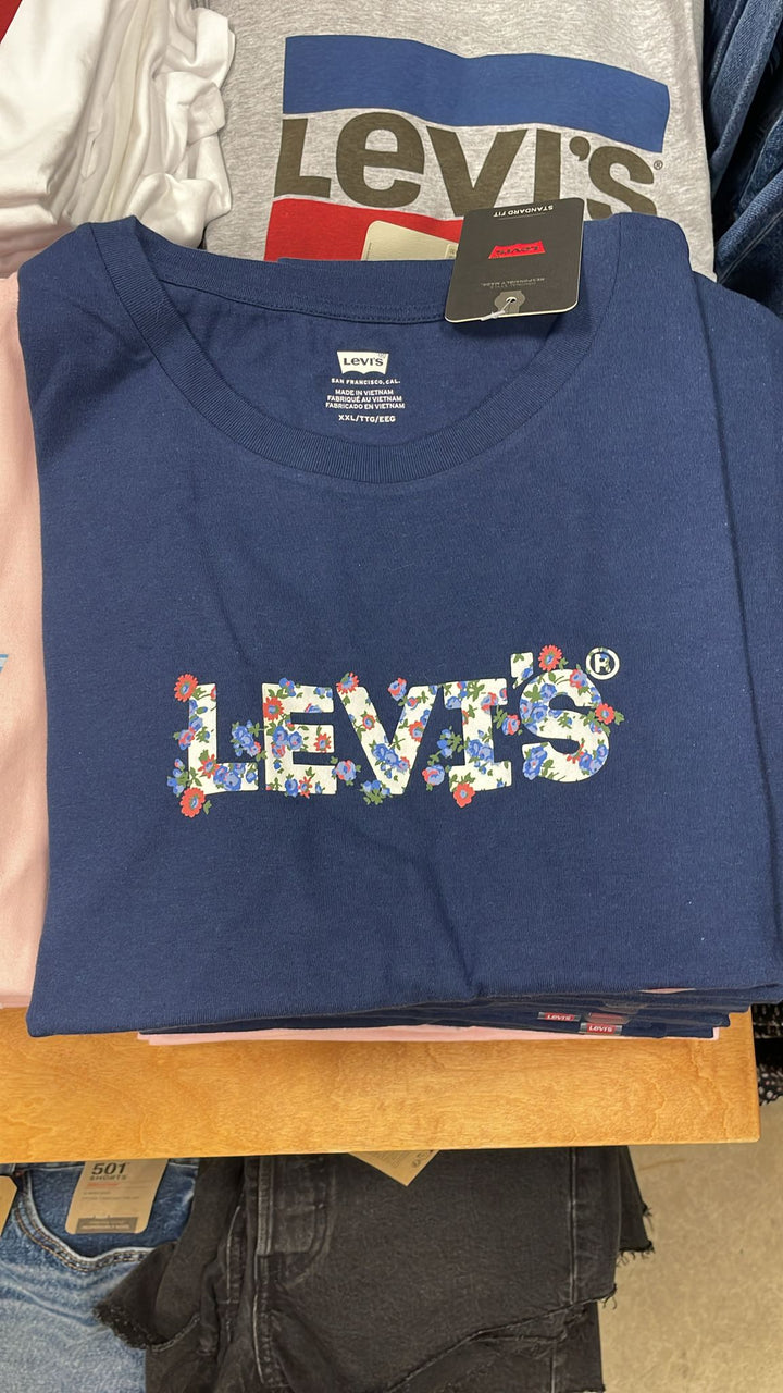 Levi's Big Logo & Flowers T-Shirt Navy