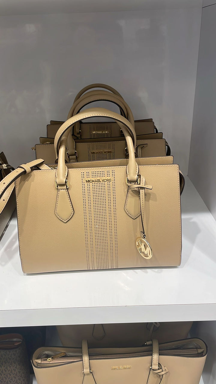 Michael Kors Gold Logo Handbag Light Beige