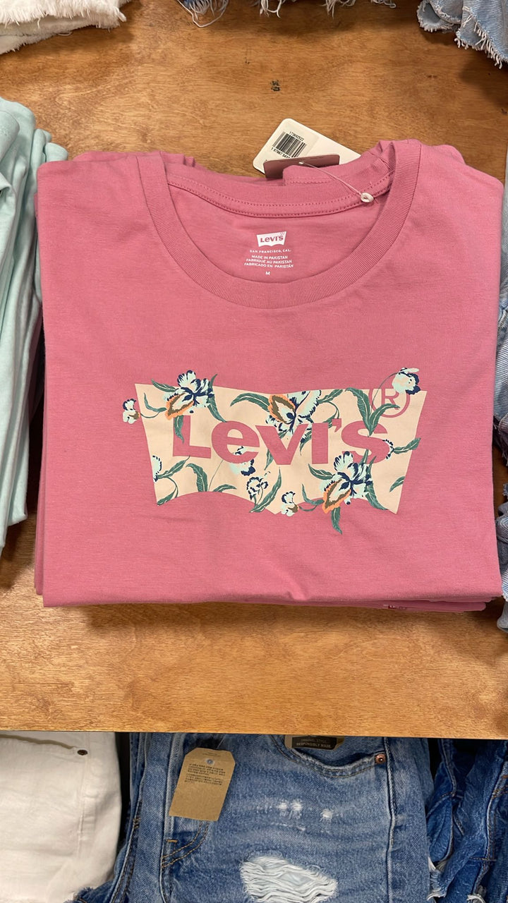 Levi's Big Logo & Flowers T-Shirt Pink