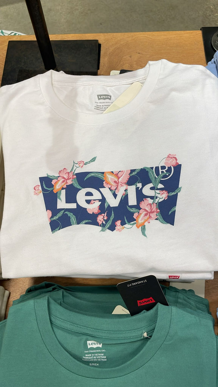 Levi's Big Logo & Rose Flowers T-Shirt White