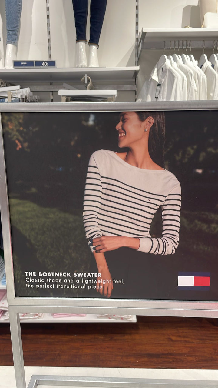 Tommy Hilfiger Sweater White / Dark Blue Stripes
