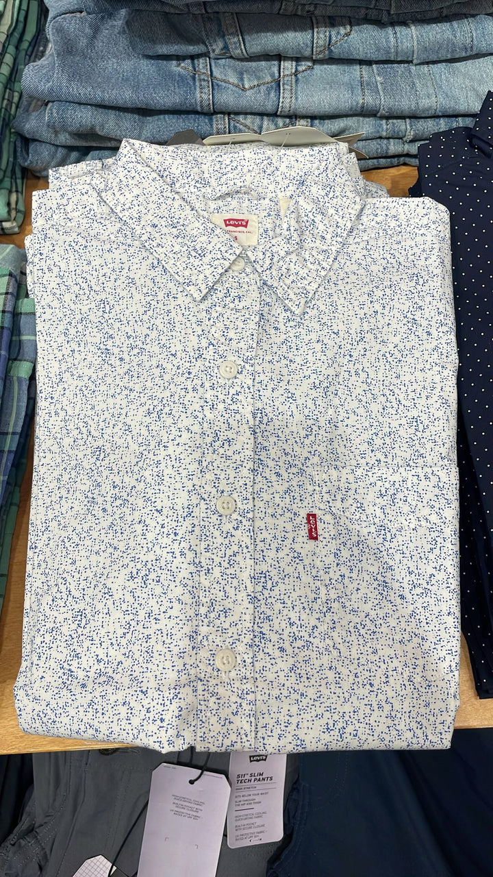 Levi's Short Sleeves Shirt White & Blue Dots