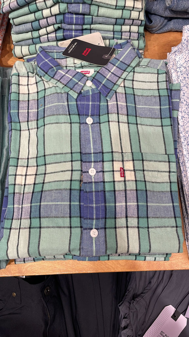 Levi's Short Sleeves Plaid Shirt Green & Blue