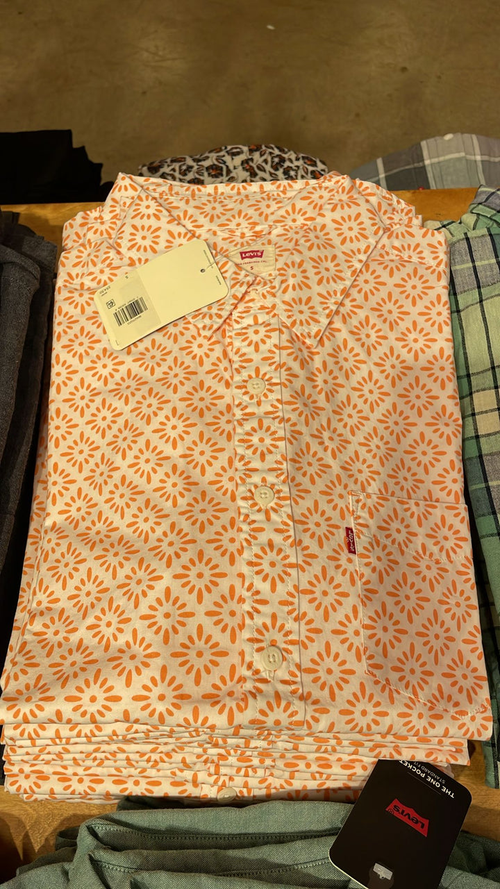 Levi's Short Sleeves Patterned Shirt Orange