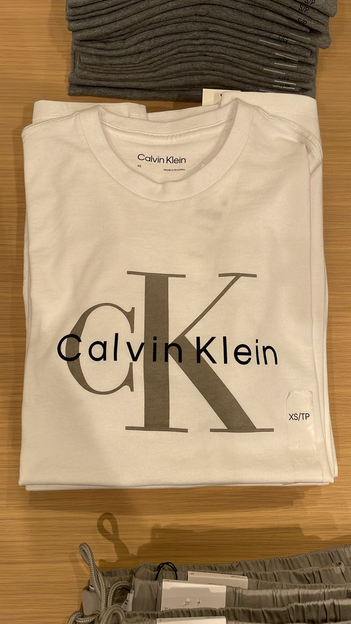 CK round Neck Brown Big CK Logo T-Shirt White