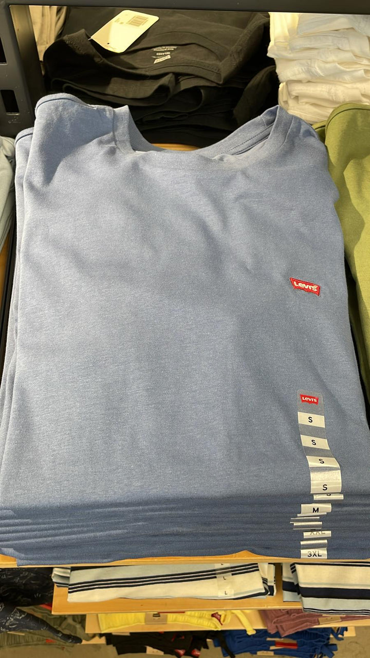 Levi's Round Neck Small Logo Plain T-shirt Blue