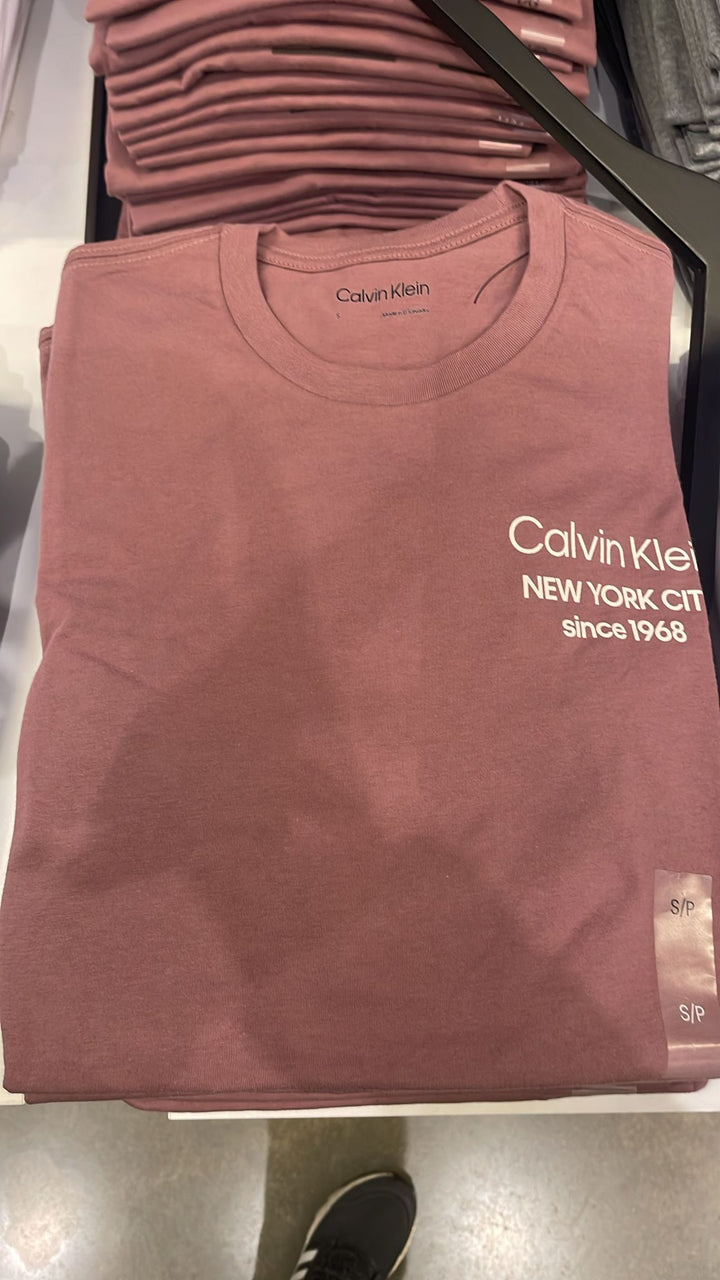 CK round Neck Side Logo T-Shirt Burgundy