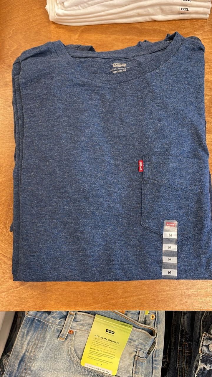 Levi's Round Neck Plain Pocket T-shirt Navy