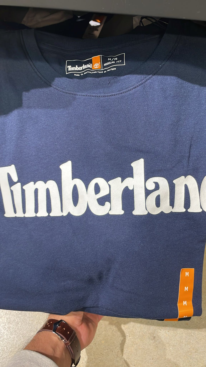 Timberland round Neck Linear Logo T-shirt Blue