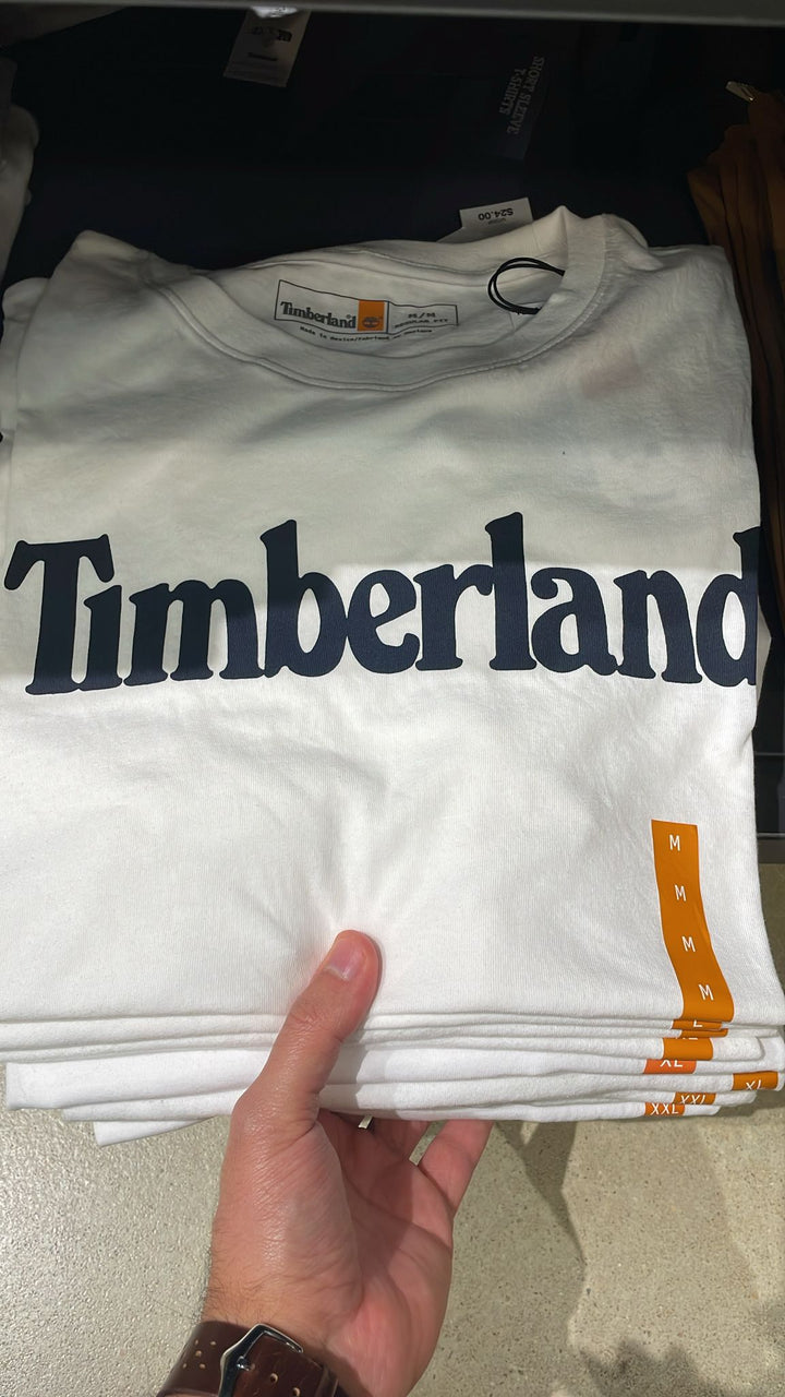 Timberland round Neck Linear Logo T-shirt White
