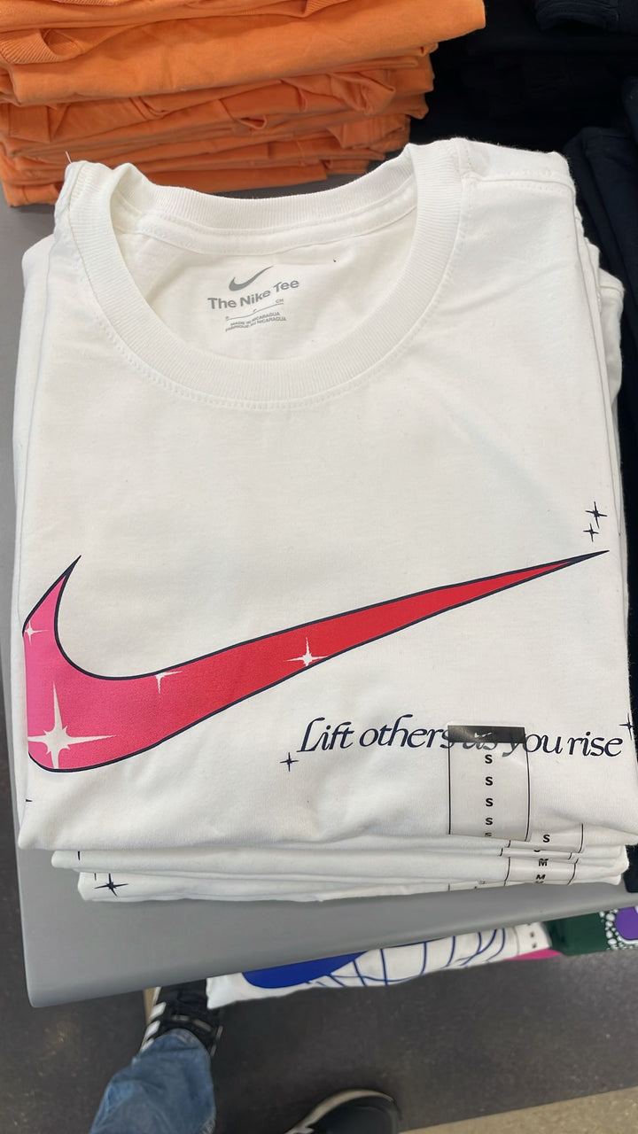 Nike Round Neck T-shirt Big Red Logo White