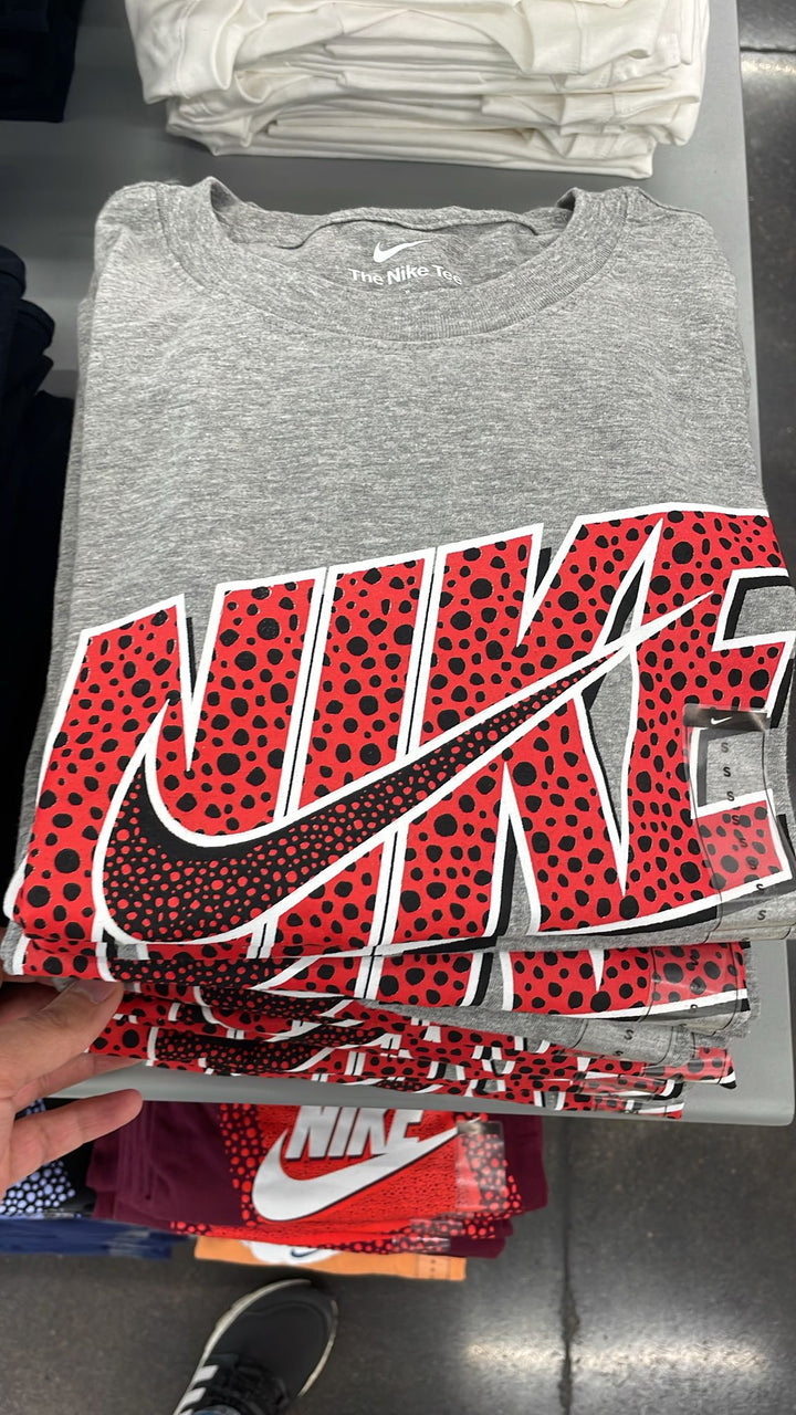 Nike Round Neck Big Red Logo T-shirt Grey