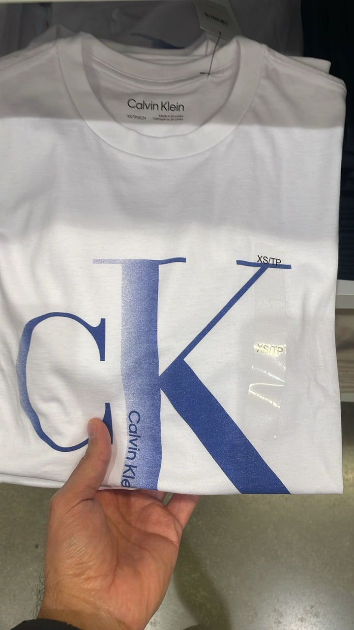 CK round Neck Big Blue Logo T-Shirt White