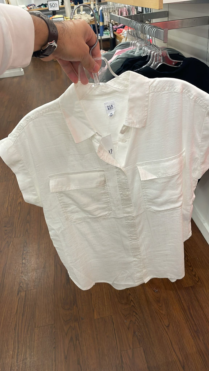 GAP Short Sleeves Double Pocket Shirt White