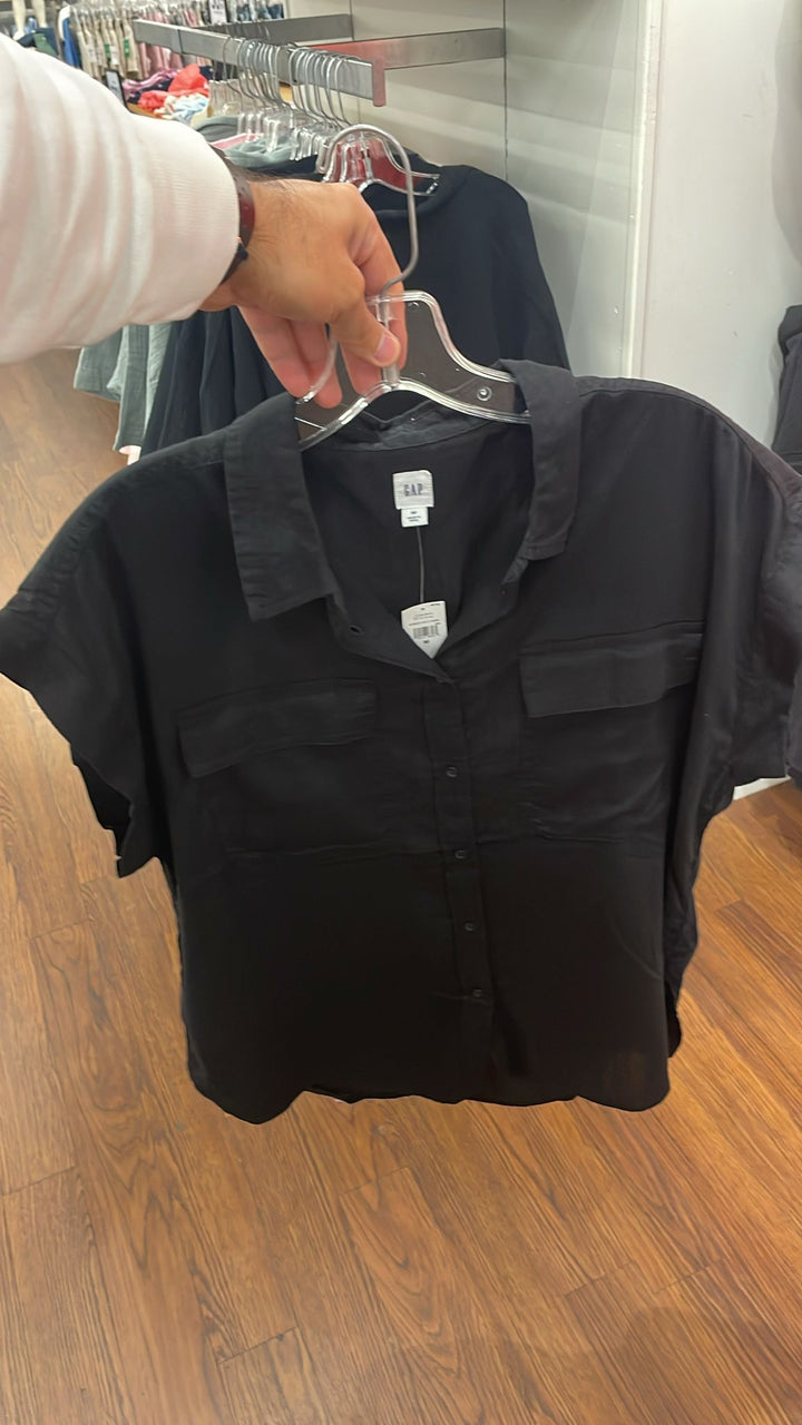GAP Short Sleeves Double Pocket Shirt Black