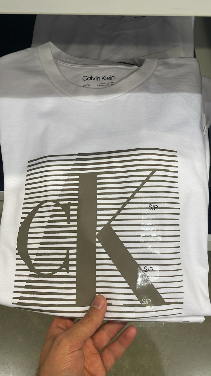 CK round Neck Big square Logo T-Shirt White