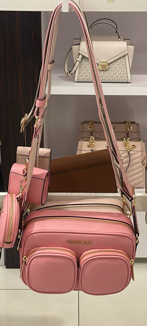 Michael Kors Jet Set Medium Crossbody Leather Bag Rose