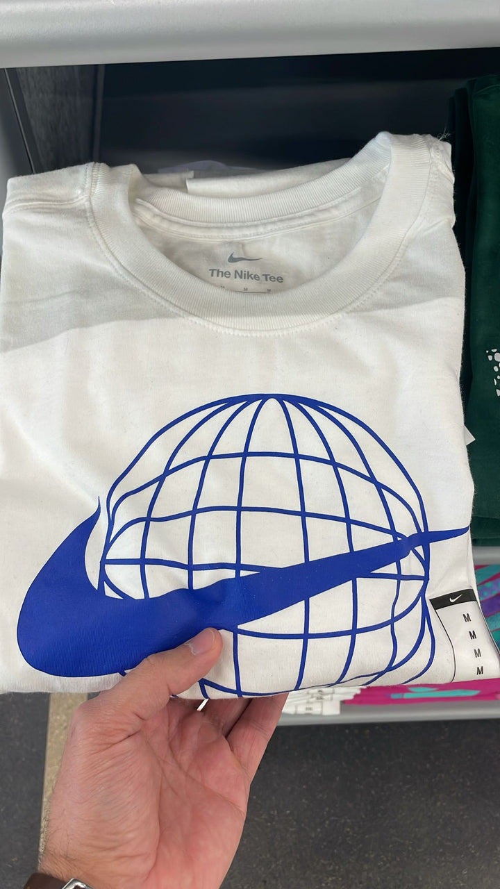 Nike Round Neck Big Blue Logo T-shirt White