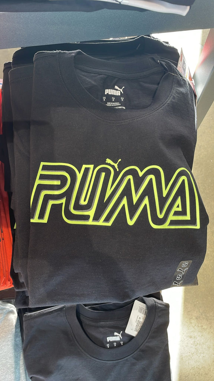 Puma Round Neck T-shirt Text Logo Black