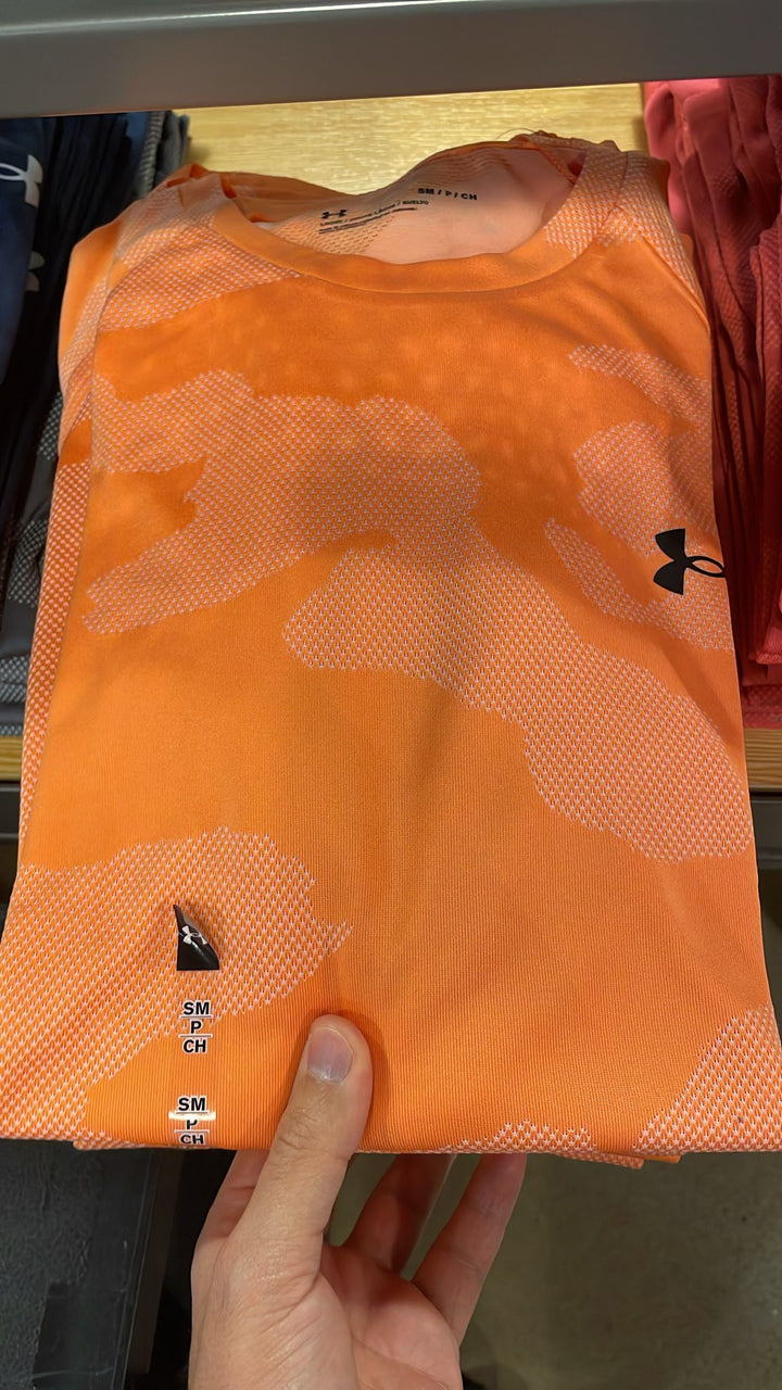 UA Round Neck Small Side Logo T-shirt Sunny Orange Camo