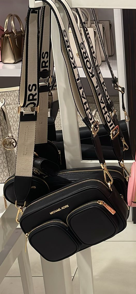 Michael Kors Jet Set Medium Crossbody Leather Bag Black