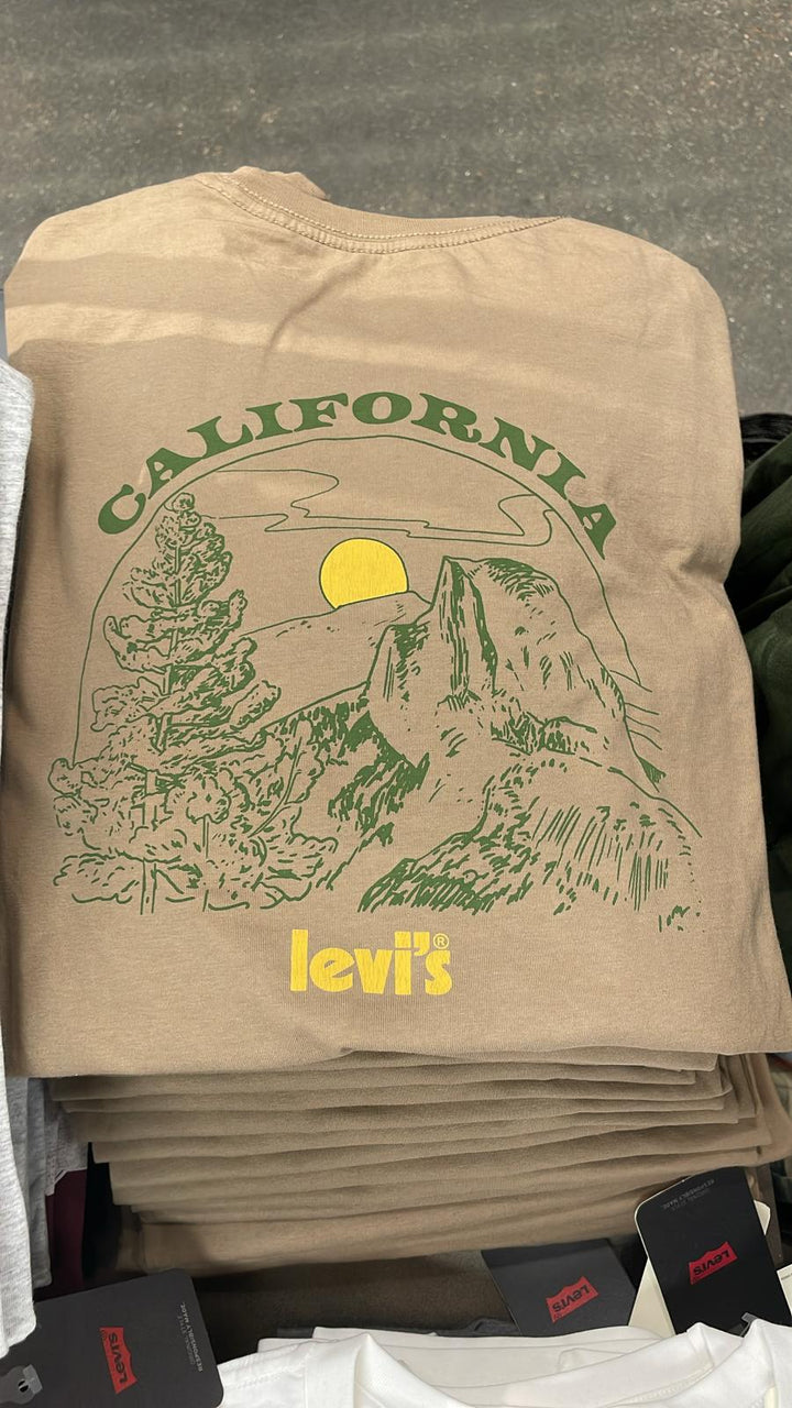 Levi's Yellow Logo & Mountain T- Shirt Beige
