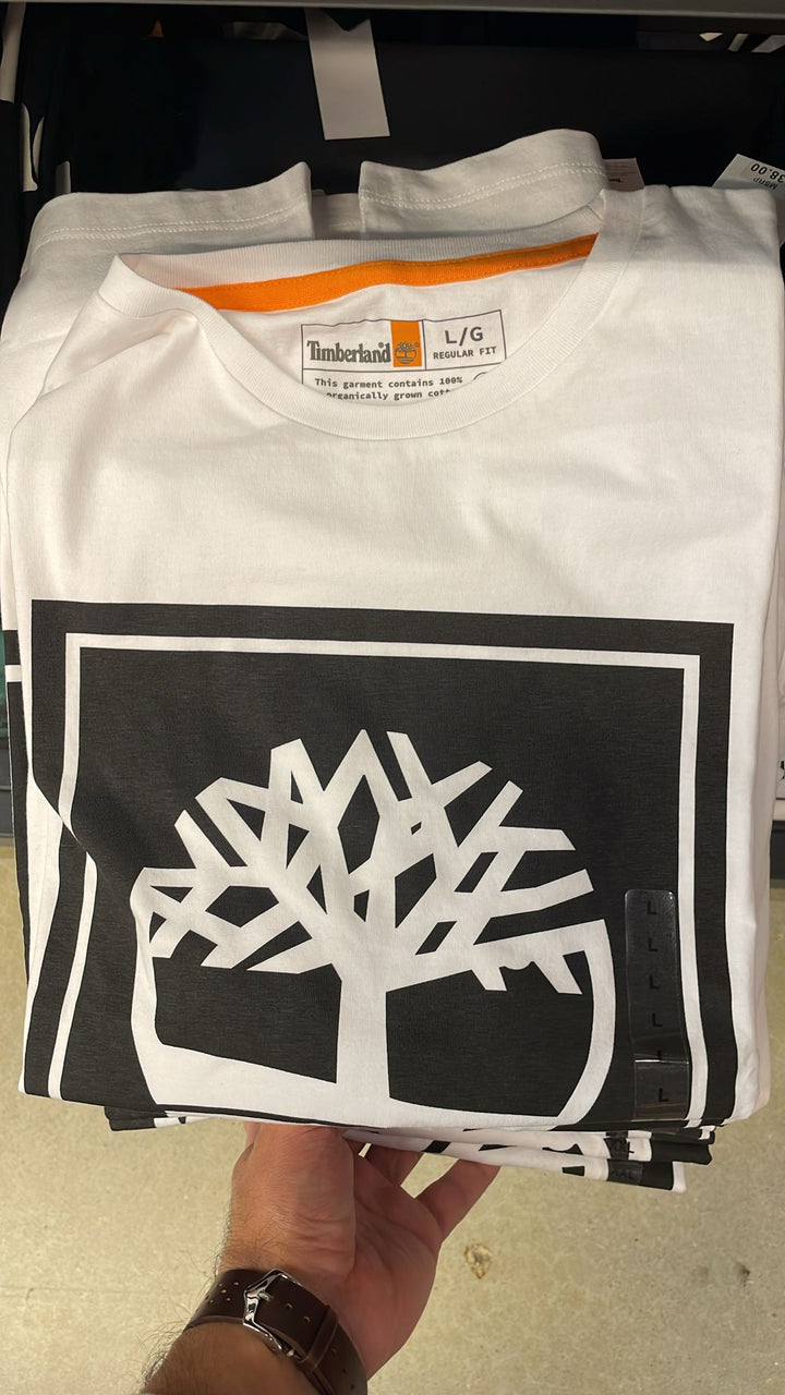 Timberland round Neck Big Square Logo T-shirt White