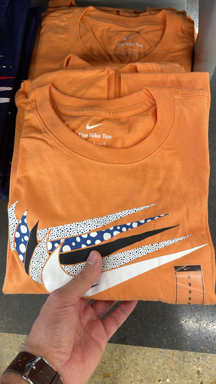 Nike Round Neck Big Multiple Logos T-shirt Orange