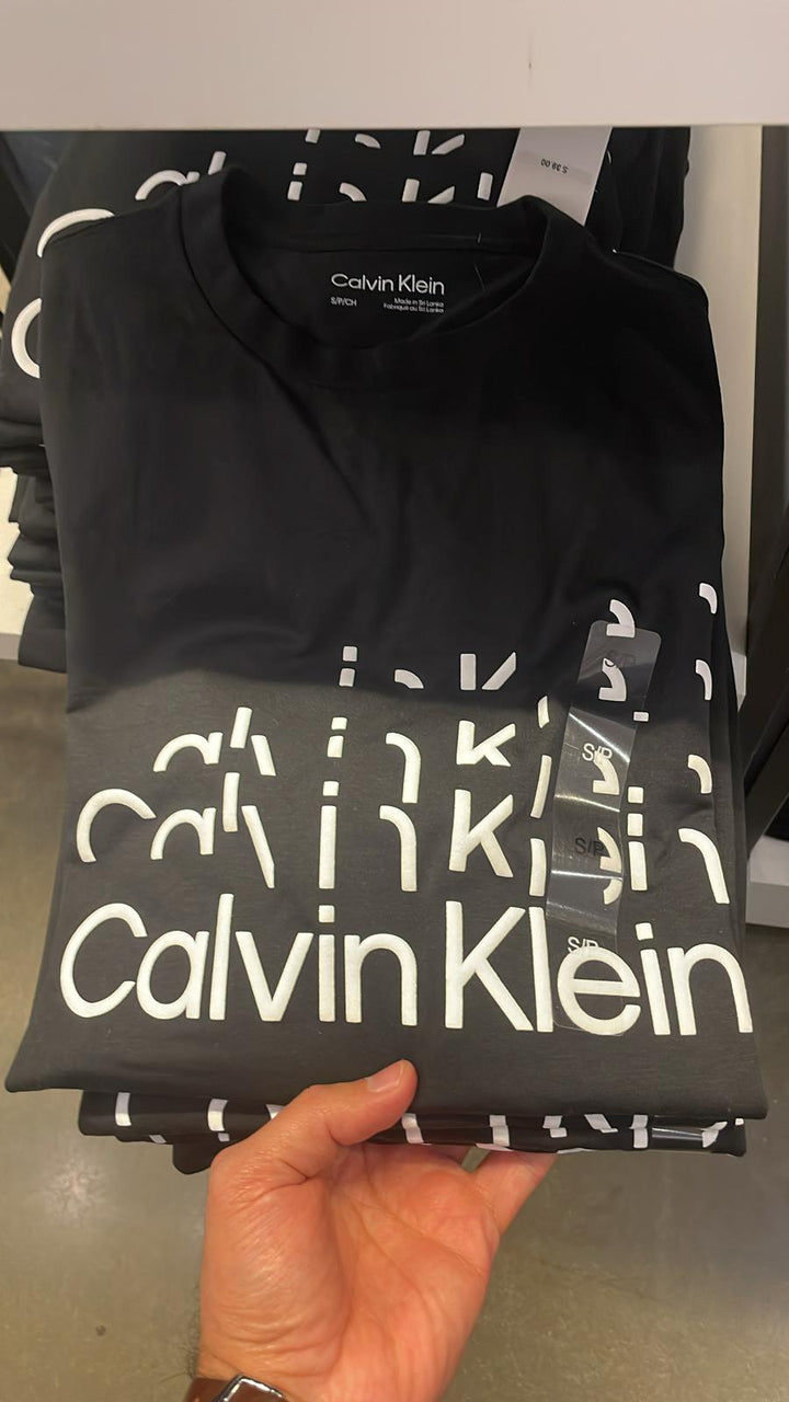 CK round Neck Multiple Big Logos T-Shirt Black