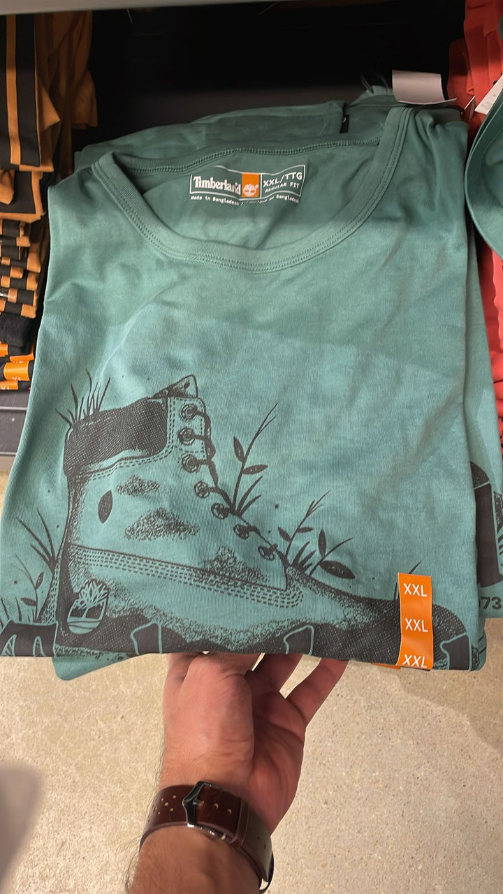 Timberland round Neck Boot & Logo T-shirt Dark Green