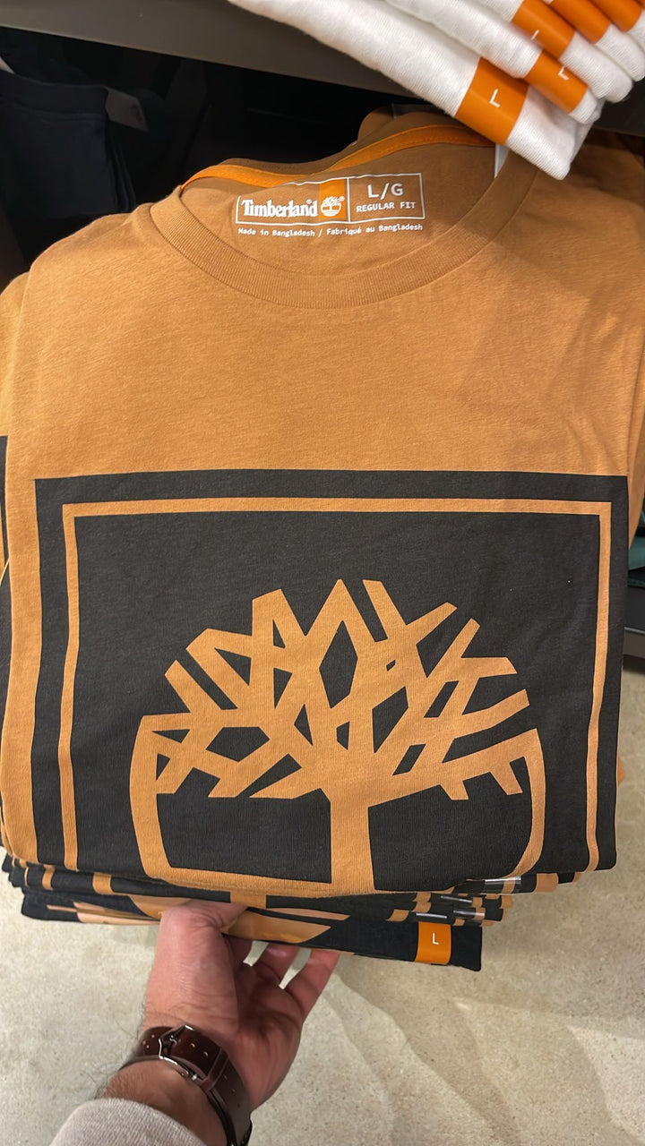 Timberland round Neck Big Square Logo T-shirt Orange