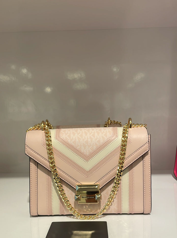 Michael Kors Whitney Medium Flap Chain Shoulder Handbag Pink