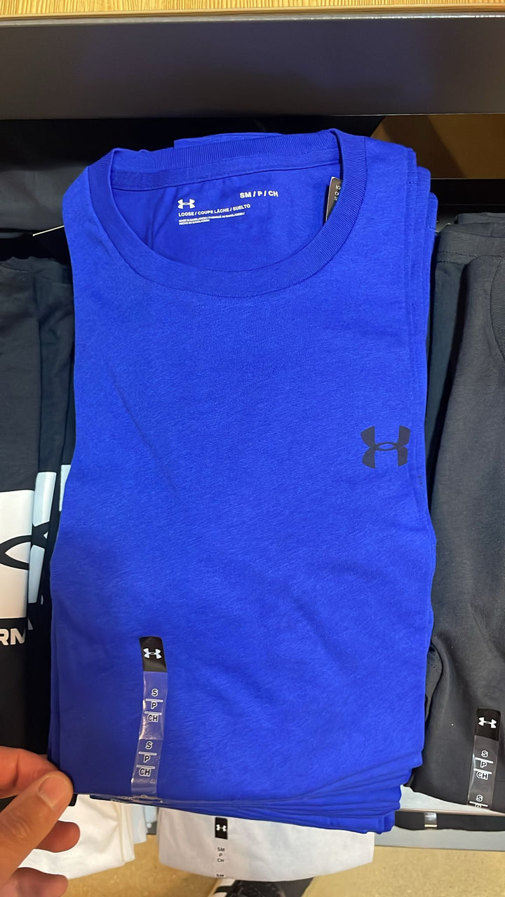 UA Round Neck Black Small Side Logo T-shirt Blue