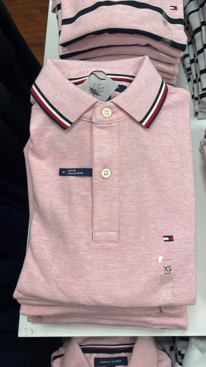 Tommy Hilfiger Polo Neck T-Shirt Pink
