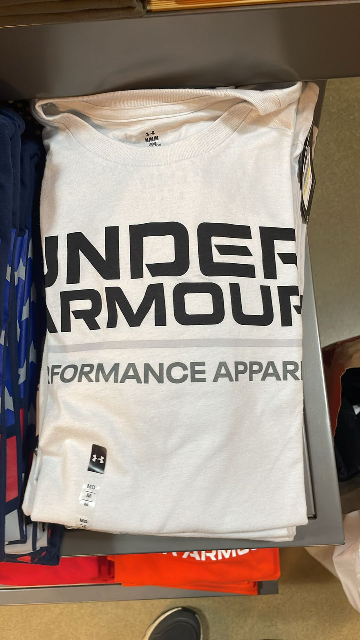 UA Round Neck Big 2 Line Logo T-shirt White