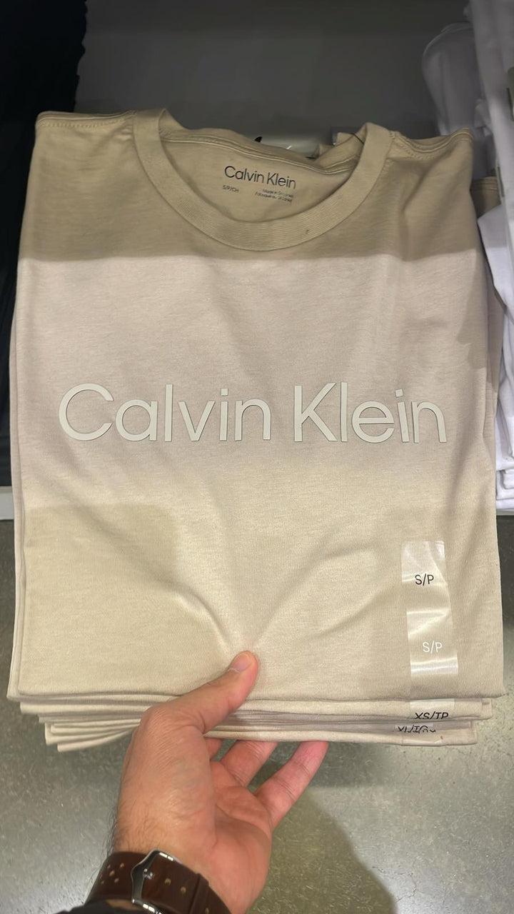 CK round Neck Big Logo T-Shirt Beige