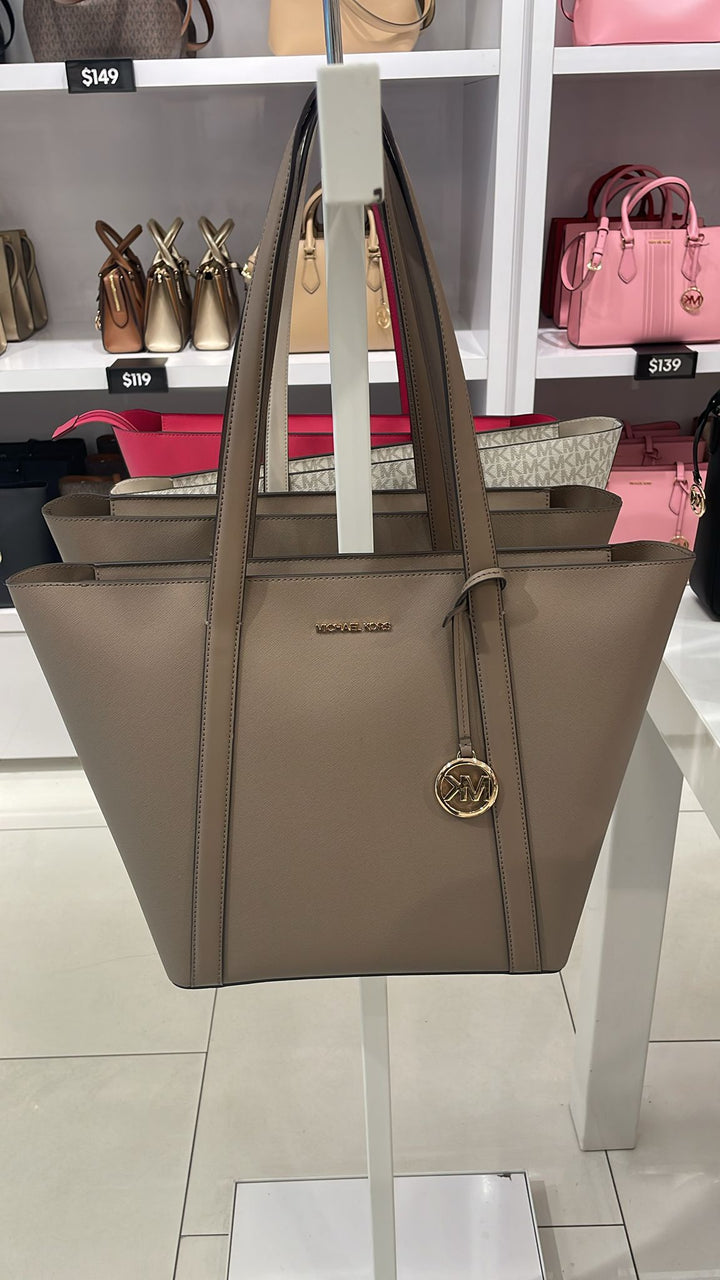 Michael Kors MK Gold Logo Bag Beige