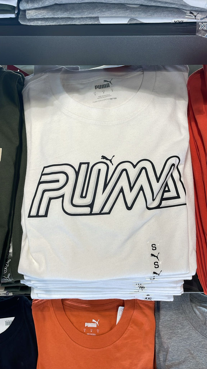 Puma Round Neck T-shirt Text Logo White